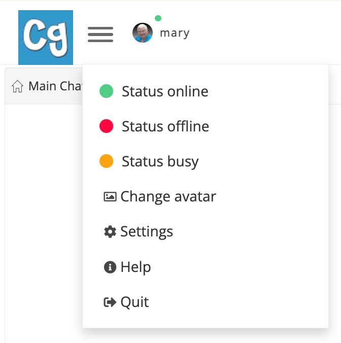 hamburger menu video chat