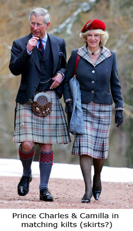Prince Charles & Camilla in matching kilts (skirts?)