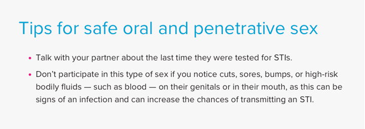 Tips for safe oral and penetrative sex
